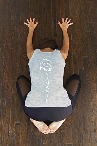 Yoga Tank Tops Organic Cotton Moon, Namaste & Evolution Yoga Top For Women, Grey, Medium #TOP5