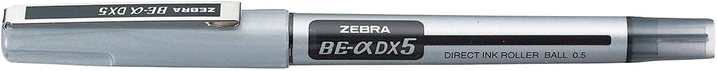 ZEBRA DX-5 NEEDLE POINT ROLLERBALL PEN - BLACK INK 0.5mm Tip BE-X DX5 [PACK OF 3]