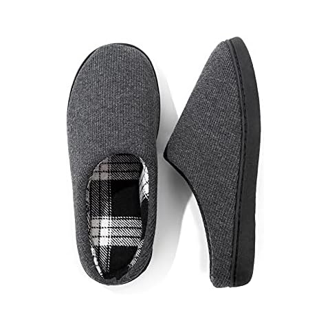 Greatonu Men's Warm Memory Foam Suede Plush Shearling Lined Slip on Indoor Outdoor Clog House Fluffy Slippers Autumn Winter Breathable Shoes Grey-T UK Size 12-13 Cover