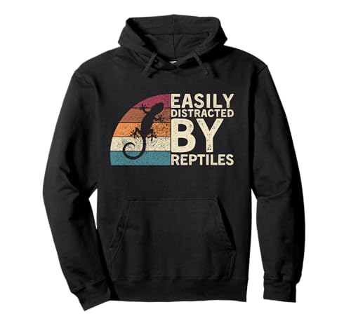 Retro Vintage Easily Distracted by Reptiles Funny Gecko Sweat à Capuche