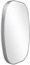 PHOTOLINI Bathroom Mirror Oval Silver 50 x 70 cm with Metal Frame, Bathroom Mirror, Silver Oval Wall Mirror for Hanging, Narrow Frame, Decorative Highlight for Hallway, Wardrobe and Guest Toilet