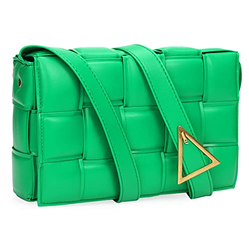 Puosike Sac Bandoulière Tissé Petit Sac à Bandoulière Femme Cassette Rembourrée Sac à Main Bandoulière Sacs à Bandoulière Réglables (Vert Océan) Cover