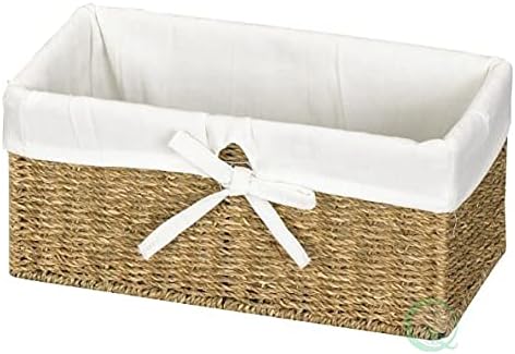Vintiquewise(TM) Seagrass Shelf Basket Lined with White Lining