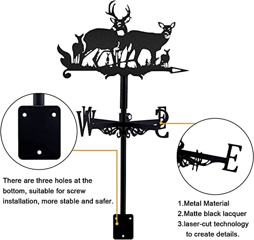 Gaoxin Weather Vane Deer,Decoration Weathervane, Wind Direction Indicators Kit Outdoor Garden Lawn Metal Bracket Wind Vane (Color : Deer) #TOP6