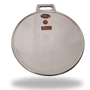 SHASHVINA Collection 13 Inch Pre-Seasoned Concave Design Indolium Dosa/Roti/Chapathi Dawa with 5mm Raised Border [11 inches dia/6mm Thick/1.2kg] Concave Border Model (13)