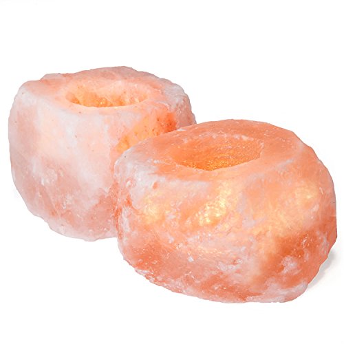 Crystal Allies 2 Natural Himalayan Salt Candle Holders Tealight