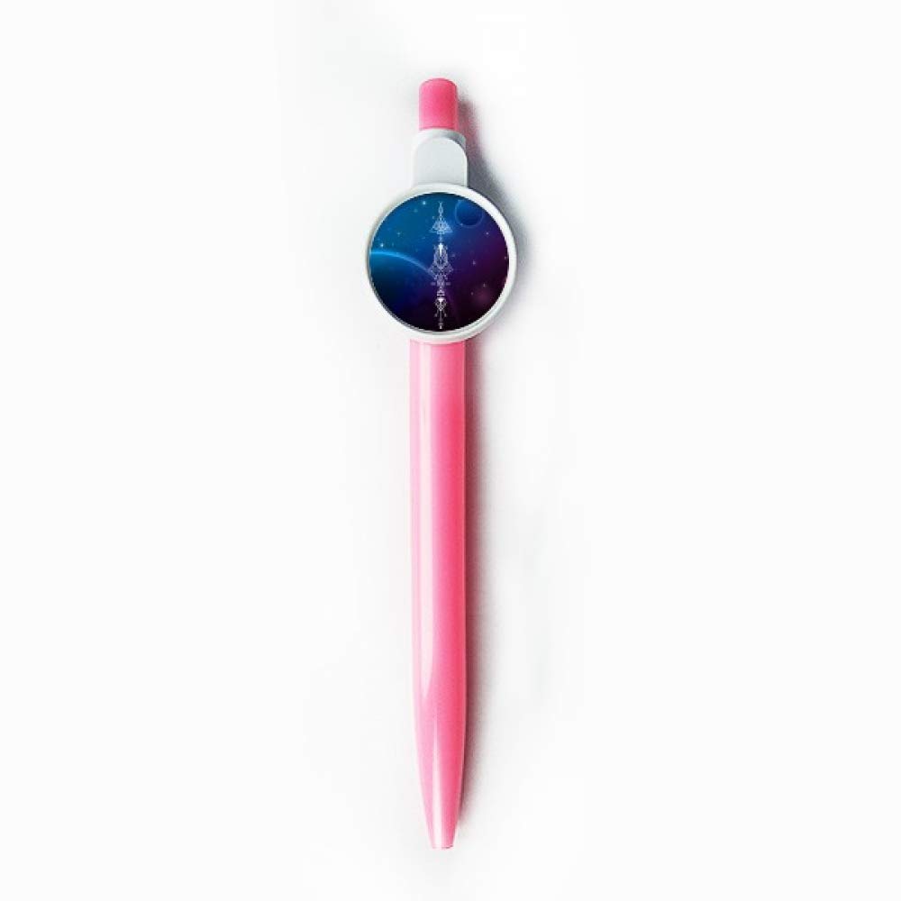 Stylo à bille rétractable bleu Starry Sky écriture géométrique alien