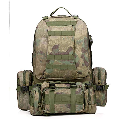 Outdoor Sports Pack Hiking Bag Tactical Rucksack Camo Knapsack Combat Camouflage Molle 55L Tactical Backpack - A-TACS FG