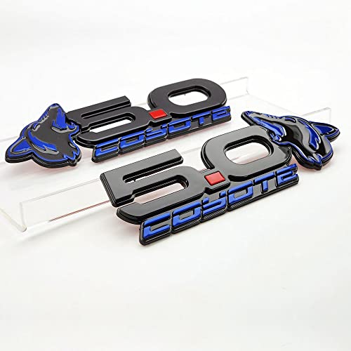 New Lightning Blue Accented Coyote 5.0 Fender Emblem Set, Compatible With 15-23 Mustang - Copyright: Va 2-296-717 #TOP1