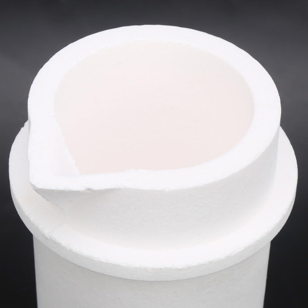 Chiffonade 1kg Fused Quartz Crucible Foundry Cup with Cover,Ceramic Melting Crucible Cup with Lid for Gold,Silver,Copper & Alloy Casting Refining