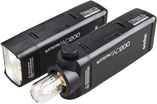 Godox AD200 200Ws 2.4G TTL Flash Strobe 1/8000 HSS Cordless Monolight with 2900mAh Lithimu Battery and Bare Bulb/Speedlite Fresnel Flash Head to Cover 500 Full Power Shots and Recycle in 0.01-2.1 Sec