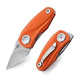 BESTECH KNIVES Mini Folding Pocket Knife: 1.53' 14C28N Steel Stain Stonewash Tanto Blade, G10 Handle, Front Flipper Liner Lock, Good for Outdoor EDC (BG38C Orange)