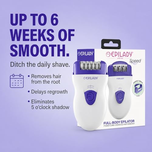 Image of Epilady Speed Corded Epilator - Hair Removal Epilator for Women and Men, Hair Remover for Arms, Legs, Underarms, Bikini Area, and Face, Two Speeds, White /Red