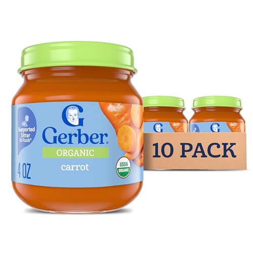 Gerber Stage 1 Baby Food, Organic Carrot Jar, Carrot Puree,