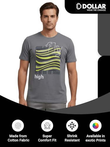 Image of Dollar Men's Pack of 1 Printed Non Zipper Round Neck T-Shirt