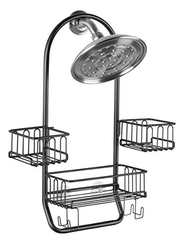 InterDesign Classico Shower Caddy with Swivel Storage Baskets for Bathroom Black Matte