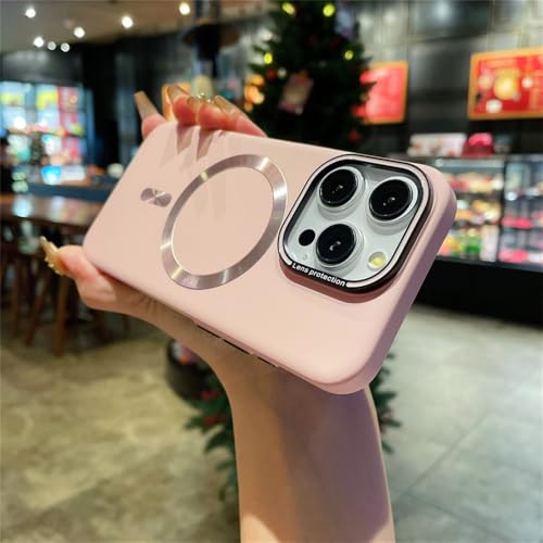 Coque iPhone 13 magnétique mince rose mat housse antichoc charge sans fil induction