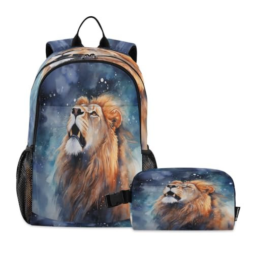 Sac à dos étudiant lion contre le désordre scolaire avec lunch bag étanche