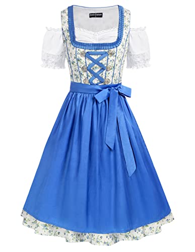 SCARLET DARKNESS Damen 3Tlg Dirndl Kleid Oktoberfest Trachtenkleid...