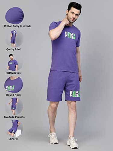 Image of Rigo Cotton Blend Waffle Knit Self Textured Co-Ord Set For Men's|Night Suit Set|Lounge-Wear Pajama Set|Night Wear, Beach Wear, Vacation Wear