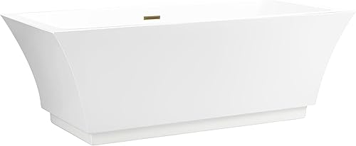 Miniatura 2 de Vanity Art Bañera independiente de 67 x 31 pulgadas  Bañeras de mejoras para el hogar con diseño contemporáneo para remojo y baño, desbordamiento y