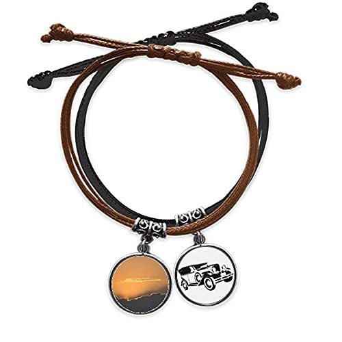 Bracelet corde orange ciel noir de nuages le cadeau idéal style cuir et minibus