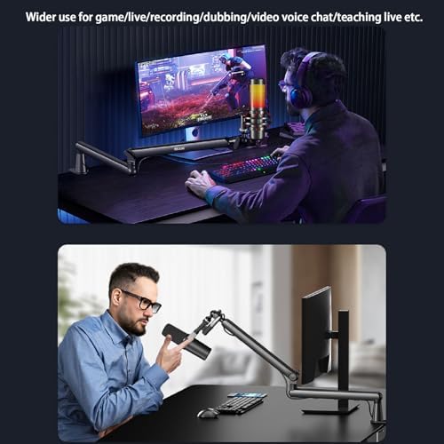 Bild 4 - Gaming Mikrofon mit Low Profile Mic Arm, Mikrofonarm mit Kabelkanälen für Podcast Streaming Studio Gesangs, für Blue Yeti,Snowball iCE, HyperX QuadCast,SoloCast,Elgato Wave,Etc