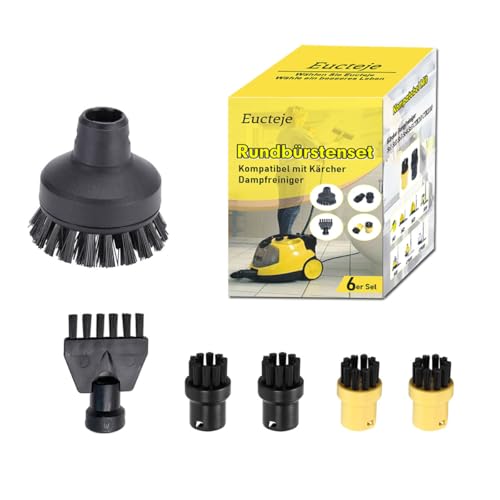 Eucteje Juego de 6 cepillos redondos para cepillos redondos de repuesto compatibles con limpiador de vapor Kärcher SC1 SC2 SC3 SC4 SC5 SC7 CTK10