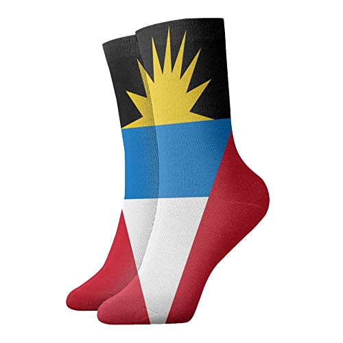 KWQDOZF Drapeau d'Antigua-et-Barbuda Drapeau suisse Chaussettes unisexes décontractées Chaussettes de sport fantaisie à motifs