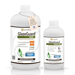 CoverTec GlazeGuard Gloss Floor, Wall Sealer for Ceramic, Porcelain, Stone Tile Surfaces Pro Grade (2 Part Kit A+B = 1 Qrt)