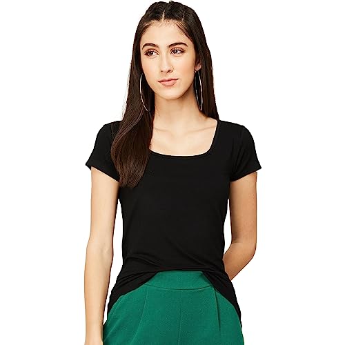 CODE by Lifestyle Women Black Viscose Lycra Regular fit Solid Top Black_XL CODE by Lifestyle Women Black Viscose Lycra Regular fit Solid Top Black_XL