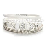 jtkhaweh Good Bracelets, Bracelets, Bijoux, Bijoux en Cuir pour Hommes Et Femmes Bracelets en Cuir Multicouches pour Femmes Perles en Céramique Brillantes Charm Wrap Bracelet Party E590086P 001