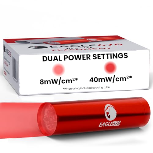 670nm Red Light Therapy for General Wellness | USA Lab Verified 670 nm Flashlight (LED) w/Silicone Spacing Tube | Easy on The Eyes - no Blue Light v4.0 by Eagle670