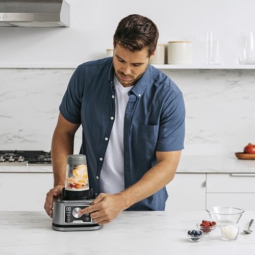 Ninja Foodi Power Nutri Mixer Smoothie Maker 3-in-1, dicke Aufstriche & gefrorene Getränke, Automatikprogramme, 2,1L Krug, 700ml Becher & 400ml Schüssel mit Power-Rührer, 1200W, Silber CB350EU 6