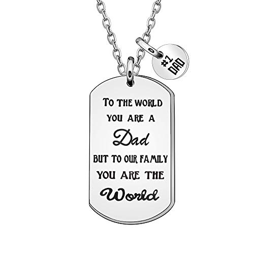 Jqfen #1 Dad Necklace Gifts For Mens Daddy Gift From Daughter Son Dog Tag Necklace For Husband From Wife To Fathers Day Birthday Present #TOP5