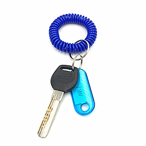 5 Sets Spring Coil Wristand With Id Label Keyring(Assorted Colors) #TOP4