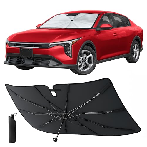 Econour Windshields Sun Shade for Car | Medium Foldable Car Sunshade & Window Tint | UV & Heat Protection Front Window Sun Shield Keeps Interior Cool Fits Sedans SUVs & Trucks (57 x 33)
