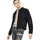 P/E 20 Diesel Jacke Jeans Schwarz mit Reißverschlüssen, Schwarz Large