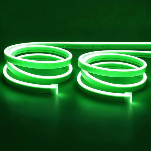 Lamomo LED Strip Lights, Green Neon Rope, 0.39in/Cut, 32.8ft, 2Pack