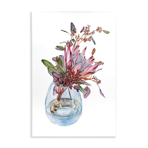 Protea Floral Bouquet, 13 x 19 Inch Mounted Print on Wall Plaque