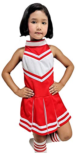 Total 2550 Little Girls' Children Kids Dress Cheerleader Cheerleading Sport School Uniform Costume Red/White (XL / 10-12) - Thumbnail 2