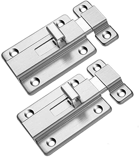 ZZZOLX Perno de Puerta, Cerradura de Puerta corredera, Perno de Puerta, Pernos de Puerta, Cerradura de Puerta corrediza con pestillo de Acero Inoxidable de 2 Piezas, Montado en Superficie