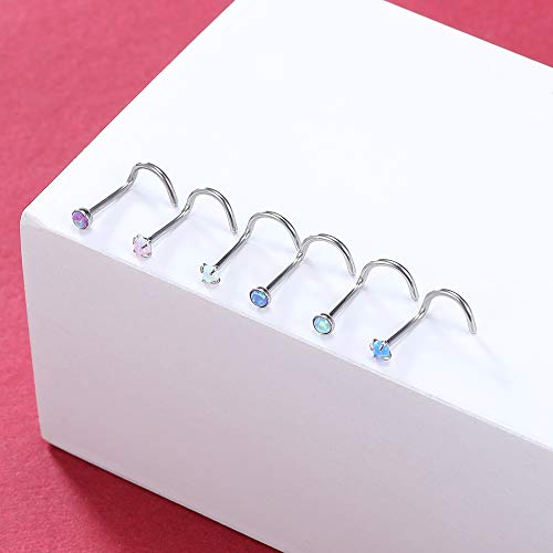 Zs 30 Pieces Cubic Zircon Nose Bone Studs 20 Gauge Stainless Steel Opal Nose Piercing Studs Clear Bioflex Nose Rings For Body Jewelry #TOP6