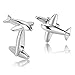 AueDsa Gemelos Acero Inoxidable Hombre Plata Gemelos de Camisa Avión