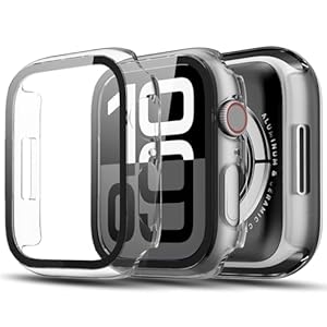 TGKML 2-Stück Kompatibel mit Apple Watch Series 9/8/7 Schutzhülle mit Displayschutzfolie 41mm, Ultradünne Hard Gehäuse Eingebaut Kratzfest Gehärtetes Glas Schutzfolie für iWatch 41 mm, Klar*2