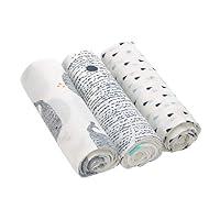 LÄSSIG Baby Mulltuch Spucktuch Puckdecke 3er Set Baumwolle 80 x 80 cm/ Heavenly soft Swaddle L Little Water Whale