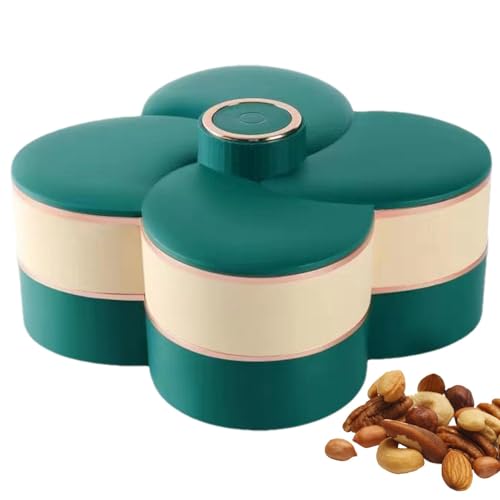 Bandeja giratoria de frutas, bandeja de dulces en forma de flor, bandeja de frutas divididas para frutas de caramelo de nueces, organizador de almacenamiento de alimentos de frutas secas, plato