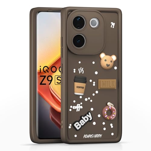 Image of Pikkme Bumper Case for Vivo T3 Pro 5G / iQOO Z9s Pro 5G | Cute Fun Cartoon 3D Bear Silicone Full Body Protection Back Cover (Brown)