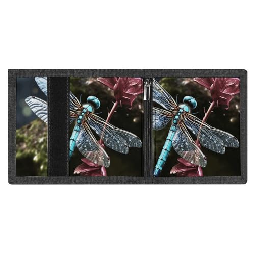 Blue Dragonfly Trifold Wallet for Men - Money Clip Slim Wallets with Multiple Card Slots Minimalist Small Front Pocket Wallet for Everyday Carry4