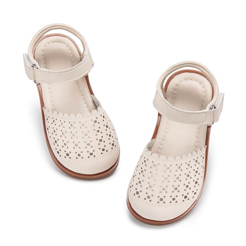 Image of ESTINE Toddler Girls Little Kids Close Toe Sandals - Flower Girl Dress Flats Summer Shoes